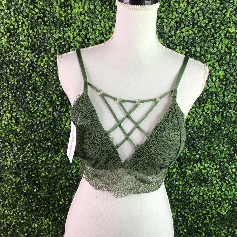 Olive green strapy bralette